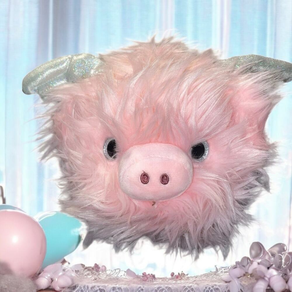 Justice Kellytoy Flying Pig Plush Silver Wings Stuffed Animal Pink Nursery Gift